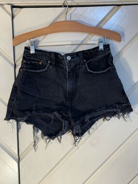 Abercrombie & Fitch Black High-Waist Distressed Denim Shorts